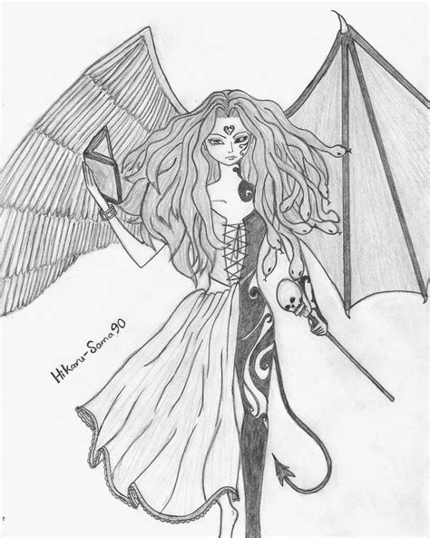 Half Angel And Half Demon By Hikaru Sama90 On Deviantart Demon Drawings Half Angel Half Demon