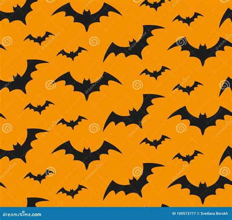 Bat Silhouette Seamless Pattern. Halloween Repeating Texture. Scary Endless Background with ...