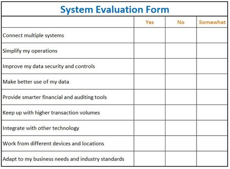 Erp Evaluation Template