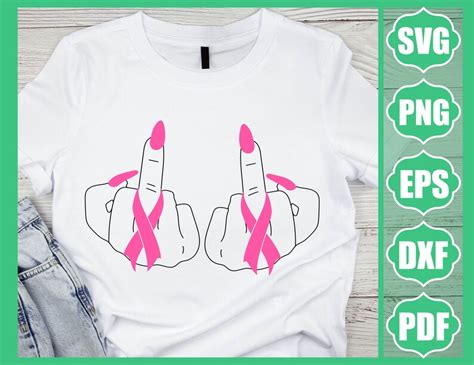 Breast Cancer SVG Middle Finger SVG Fuck Cancer SVG Funny Etsy