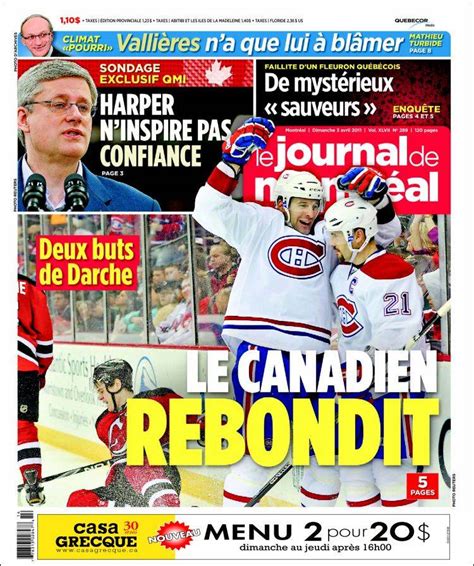 Newspaper Le Journal de Montréal (Canada). Newspapers in Canada. Sunday ...