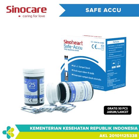 Jual Strip Sinocare Safe Accu Gula Darah Isi 50pcs Bonus Blood Lancet