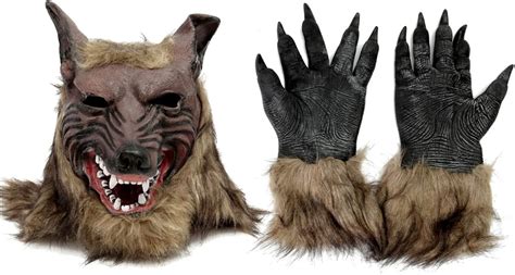 Tpone Furry Werewolf Costume Wolf Claws Gloves And Head Mask Halloween