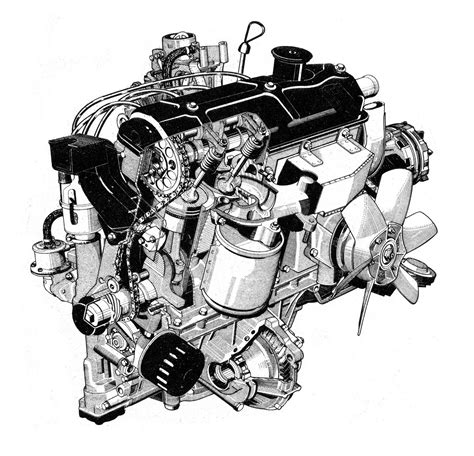 Peugeot 305 1472cc Engine By Artist Unknown Technical Illustration