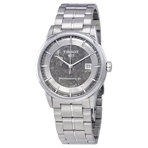 Tissot Luxury Powermatic 80 Anthracite Dial Mens Watch In Blacksilver