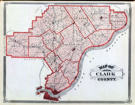 1875 Indiana Atlas Map Poster Of Clark County Plat Land Ownership 156 A I