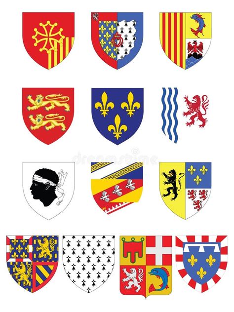 Stellen Sie Von Den Wappen Der Franz Sischen Regionen Ein Vektor