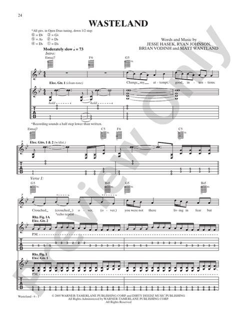 Wasteland: Guitar: 10 Years - Digital Sheet Music Download