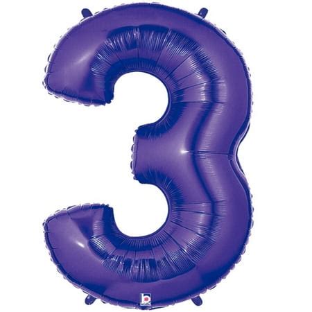 Giant Purple Number 3 Foil Balloon 40" - Walmart.com