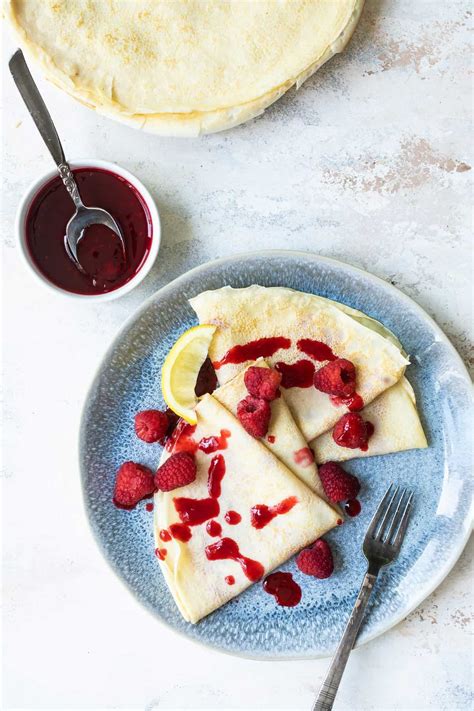 Easy Lemon Crepes With Raspberry Sauce Diethood