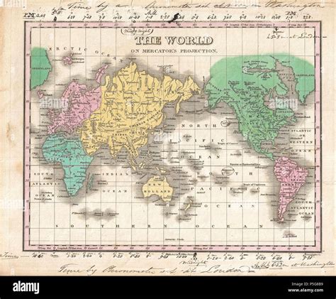 1827 Finley Map Of The World On Mercators Projection Geographicus