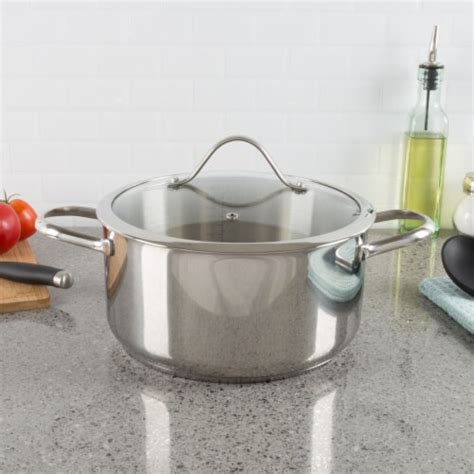 Stainless Steel Stock Pot with Lid Gas Electric Stove Induction Ready 6 ...