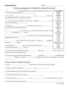 Exploring Biomes Worksheet for 9th - 10th Grade | Lesson Planet 
