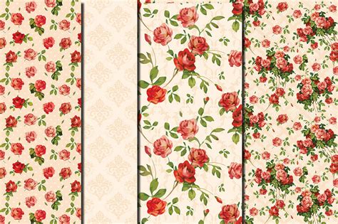 Shabby Chic Pink Roses Seamless Digital Paper Pack By Dolly Potterson