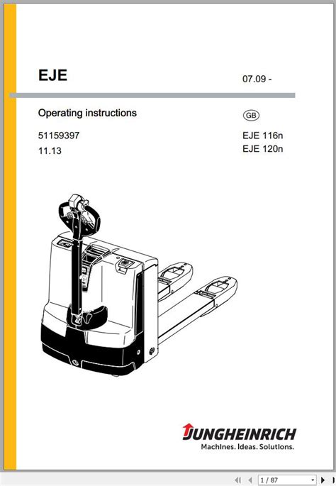 Jungheinrich Forklift EJE 116n 120n Operating Instruction 51159397 2013