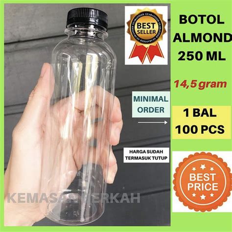 Jual BOTOL PLASTIK ALMOND 250 ML Tutup Putih KHUSUS GOJEK Kota