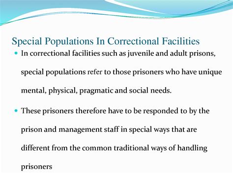 Solution Special Populations In Correctional Facilities Studypool