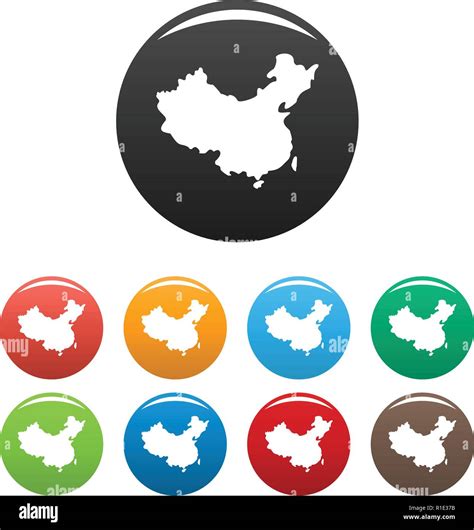 China Map Icons Set Vector Simple Set Of China Map Vector Icons In