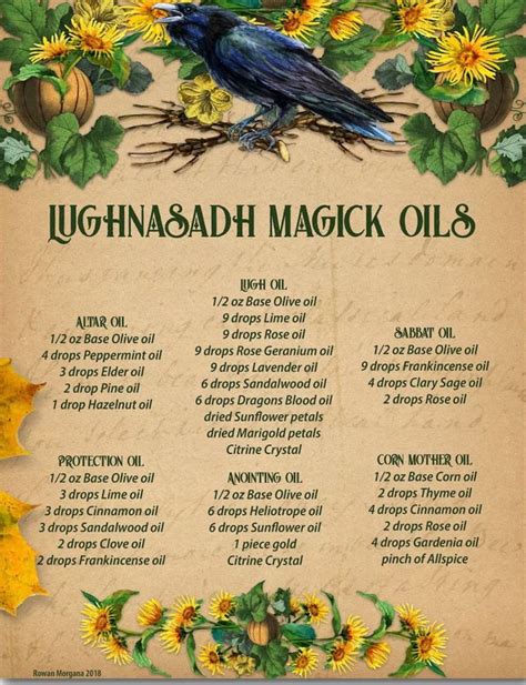 Lughnasadh Oil Recipes Lammas Sabbat Printable Altar Magic God Lugh