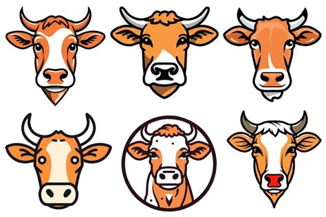 Free Vector | Orange cow head logo collection