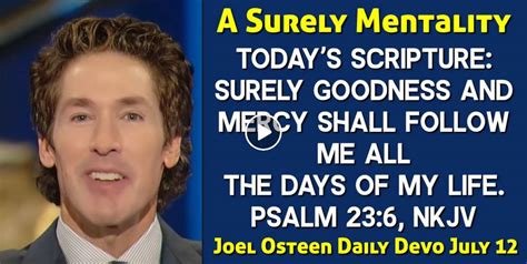 Joel Osteen July Daily Devotional A Surely Mentality