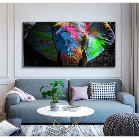 Impression sur toile d éléphant coloré Poster et impressions Animaux