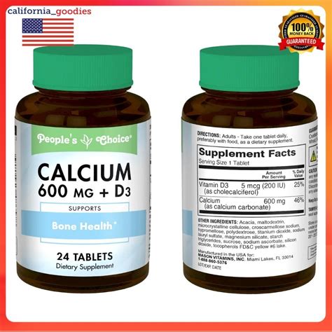 People S Choice Calcium 600mg D3 Dietary Supplement Supports Bone Health 24 Tablets Shopee