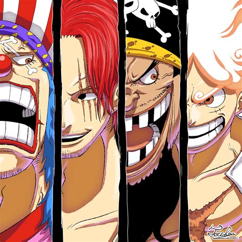 Monkey D Luffy Shanks Buggy The Clown And Marshall D Teach One