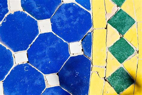 Moroccan Floor With Colorful Tile Pattern Aged Line Ancient Photo ...