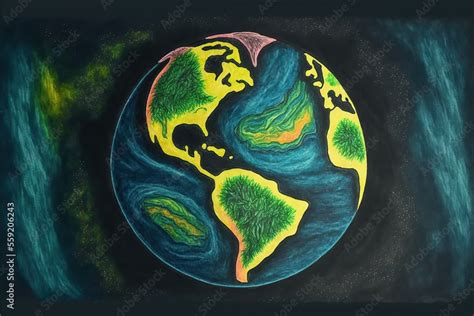 Childrens drawing of the earth planet, created with Generative AI ...