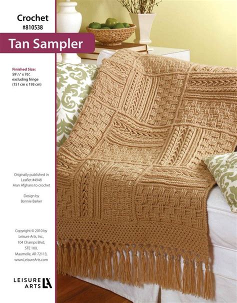 Leisure Arts Aran Afghans To Crochet Tan Sampler Epattern Afghan Crochet Patterns Crochet