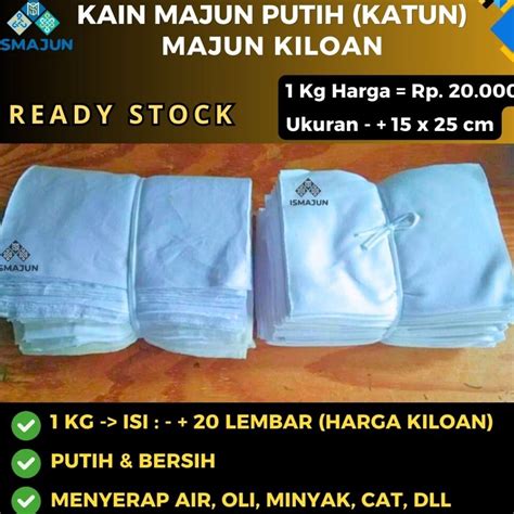 Jual Ks Kain Lap Majun Perca Putih Bahan Katun Tanpa Jahit Serap Air