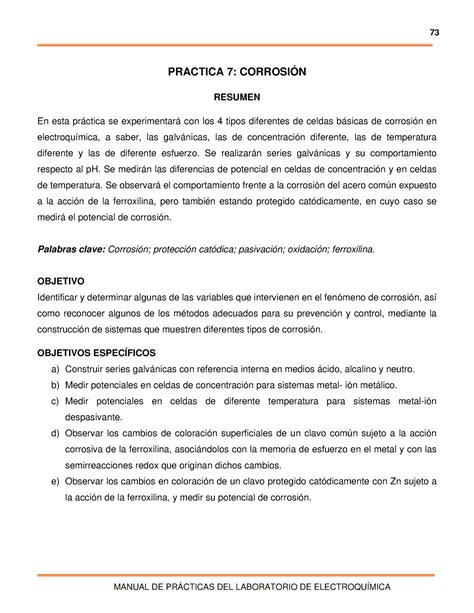 Practica 7 PRACTICA 7 CORROSIÓN RESUMEN En esta práctica se