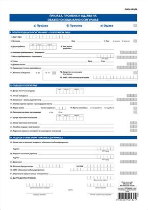 M Obrazac A Set L Ncr Prijava Promena I Odjava Na Obavezno