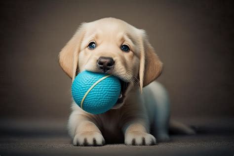 Cachorrinho Fofo Bola De Borracha Na Boca Brincando De Buscar