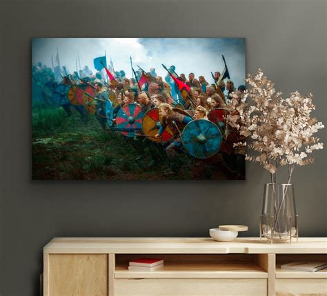 Mancave Canvas Vikings Battle Art Canvas Bjorn Ironside Wallart Modern ...