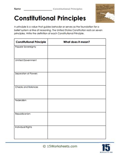 Constitutional Principles Worksheets Worksheets Worksheets