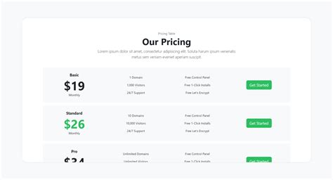 Bootstrap Pricing Table with Images - FreeFrontend.dev