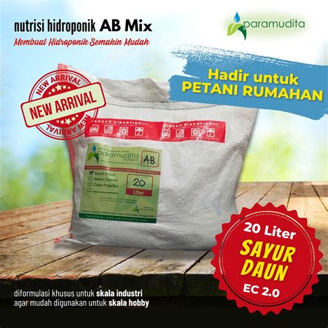 Jual Nutrisi Ab Mix Sayur Daun Liter Paramudita Nutrient Hidroponik