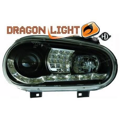 Set De Deux Phares Avant Led Noir Vw Golf Iv