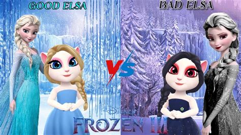 My Talking Angela 2😻 New Cosplay Frozen 3 Good😸 Elsa💙 Vs Bas😾 Elsa🖤 Youtube