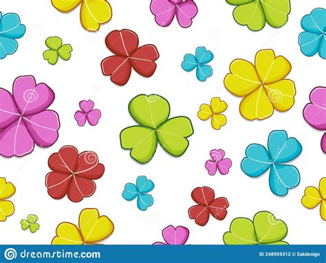 Clover Leaves Patterns With Colorful On Background Vector