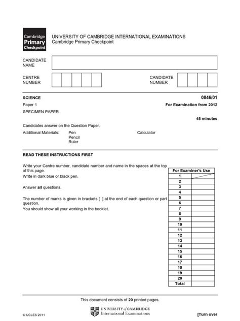 Checkpoint Year 9 Science Past Papers