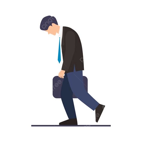 A Worker Who Is Walking Tiredly Vector Tired Walking Walking Man