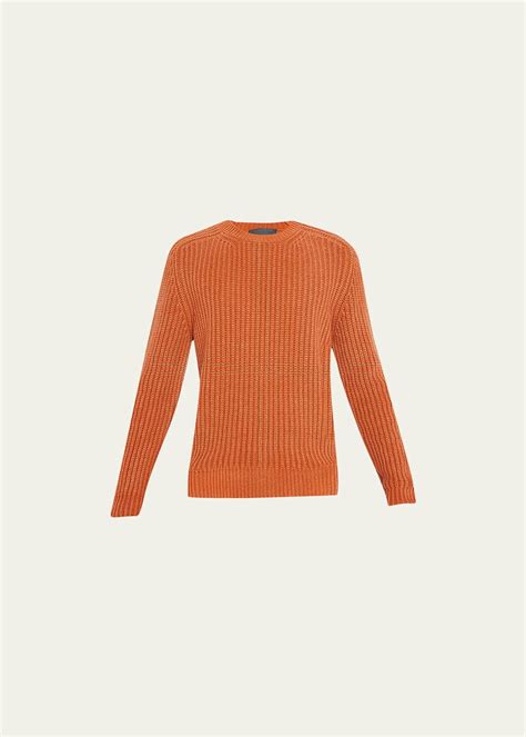 Iris Von Arnim Mens Rib Knit Cashmere Crewneck Sweater Bergdorf Goodman