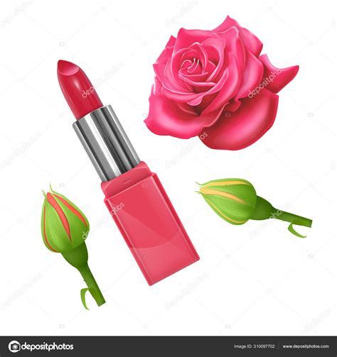 Lipstick For Makeup Your Face On White Background Red Lipstick Makeup Cosmetics Realistic