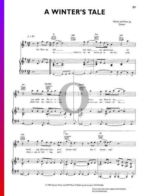 A Winters Tale Queen Piano Sheet Music Oktav