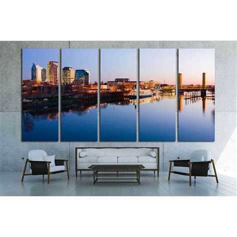 Sacramento skyline at night №1619 Ready to Hang Canvas Print – Zellart Canvas Prints