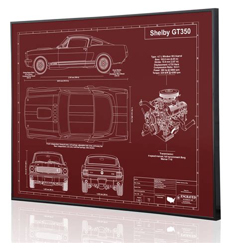 Shelby Mustang Gt350 1966 Laser Engraved Wall Art Poster Etsy