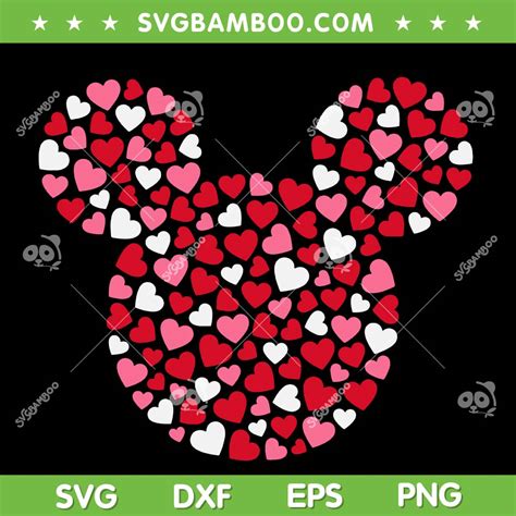 Disney Mickey Mouse Pink Hearts Svg Png